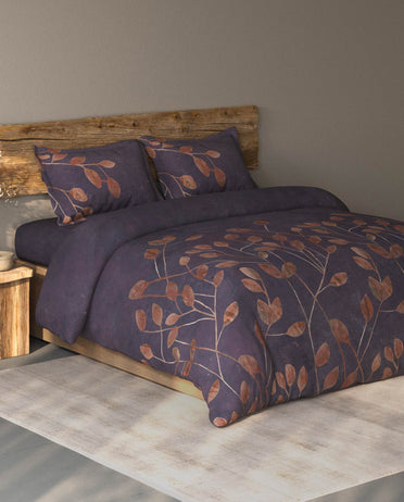 Spaces Organic Cotton Light Violet Floral Large Bedsheet with 2 Pillow Covers - 108 x 108 Inches