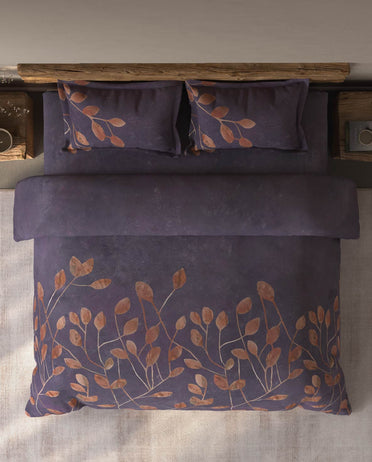 Spaces Organic Cotton Light Violet Floral Large Bedsheet with 2 Pillow Covers - 108 x 108 Inches