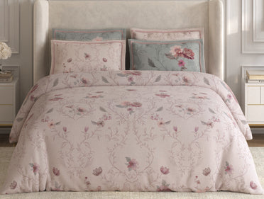 Spaces Nora Petal Pink Egyptain Cotton 350 TC Floral Premium Large Bedsheet with 4 Pillow Covers - 108 x 108 Inches