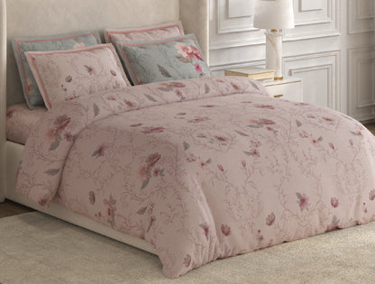 Spaces Nora Light Blush Egyptain Cotton 350 TC Floral Premium Large Bedsheet with 4 Pillow Covers - 108 x 108 Inches