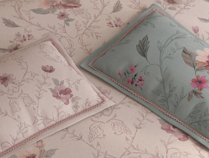 Spaces Nora Light Blush Egyptain Cotton 350 TC Floral Premium Large Bedsheet with 4 Pillow Covers - 108 x 108 Inches