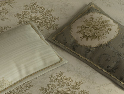 Spaces Nora Light Green Egyptain Cotton 350 TC Floral Premium Large Bedsheet with 4 Pillow Covers - 108 x 108 Inches