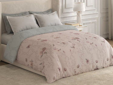 Spaces Nora Light Blush Floral Egyptian Cotton Tencel 350 TC Double Quilt, 88 x 106 Inches