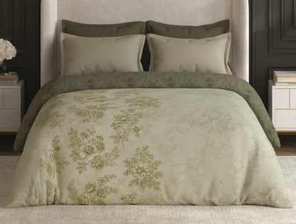 Spaces Nora Light Green Floral Egyptian Cotton Tencel 350 TC Double Quilt, 88 x 106 Inches