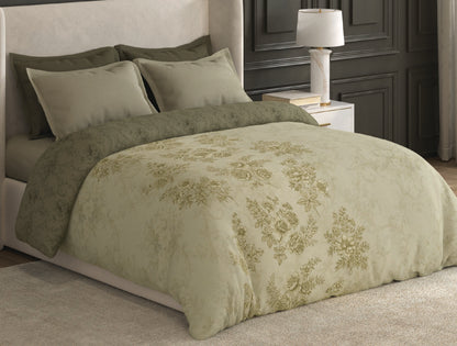 Spaces Nora Light Green Floral Egyptian Cotton Tencel 350 TC Double Quilt, 88 x 106 Inches