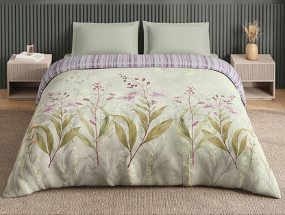Spaces Neo Light Grey Floral 100% Cotton Double Quilt - 88 x 106 Inches