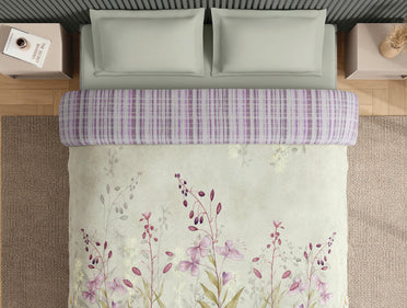 Spaces Neo Light Grey Floral 100% Cotton Double Quilt - 88 x 106 Inches