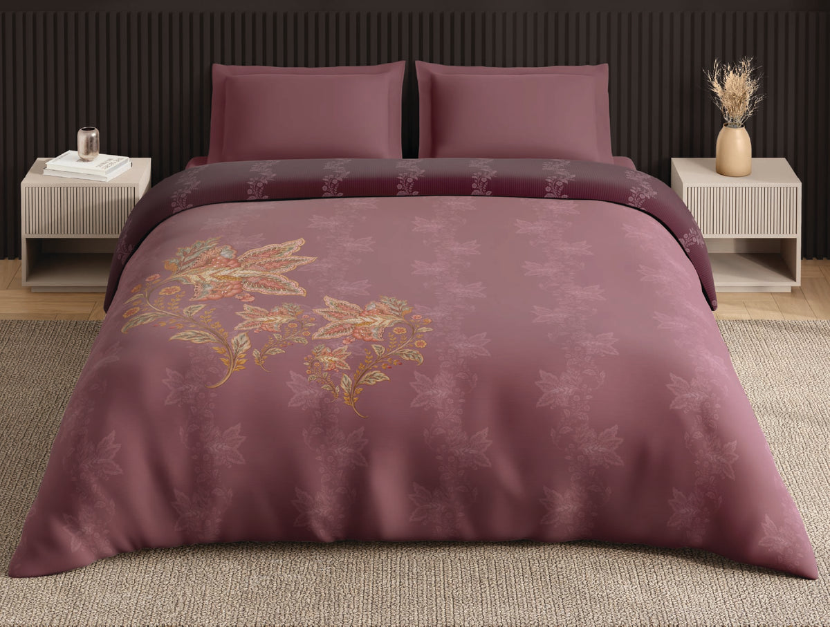 Spaces Neo Blush Ornate 100% Cotton Double Quilt - 88 x 106 Inches
