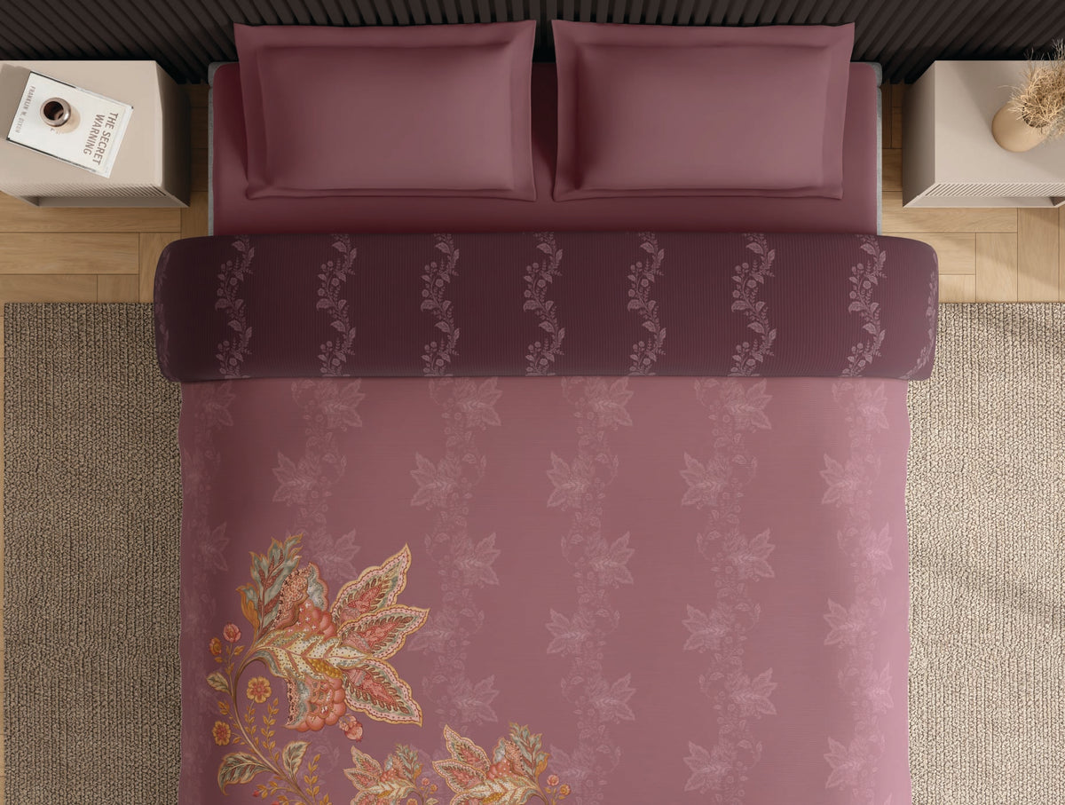 Spaces Neo Blush Ornate 100% Cotton Double Quilt - 88 x 106 Inches