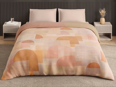 Spaces Neo Light Beige Geometric 100% Cotton Double Quilt - 88 x 106 Inches