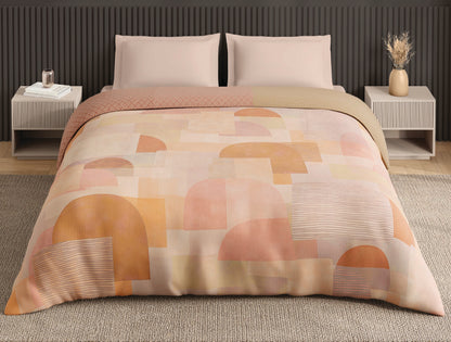 Spaces Neo Light Beige Geometric 100% Cotton Double Quilt - 88 x 106 Inches