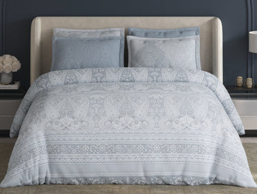 Spaces Meraki Light Grey 100% Cotton 300 TC Floral Premium Large Bedsheet with 4 Pillow Covers - 108 x 108 Inches