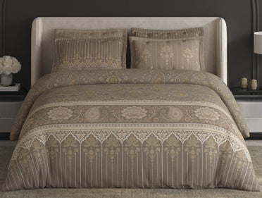 Spaces Meraki Mushroom 100% Cotton 300 TC Floral Premium Large Bedsheet with 4 Pillow Covers - 108 x 108 Inches