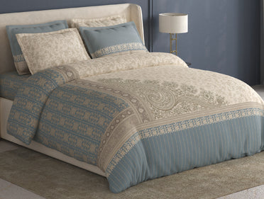 Spaces Meraki Cream 100% Cotton 300 TC Floral Premium Large Bedsheet with 4 Pillow Covers - 108 x 108 Inches