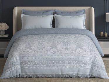 Spaces Meraki Light Grey Floral 100% Cotton 300 TC Double Quilt - 88 x 106 Inches