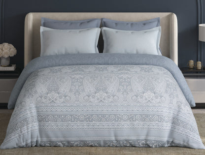 Spaces Meraki Light Grey Floral 100% Cotton 300 TC Double Quilt - 88 x 106 Inches