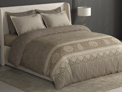 Spaces Meraki Light Taupe Floral 100% Cotton 300 TC Double Quilt - 88 x 106 Inches