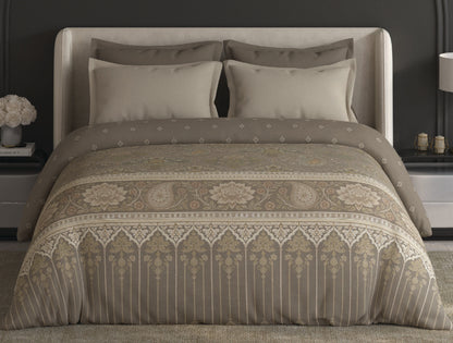 Spaces Meraki Light Taupe Floral 100% Cotton 300 TC Double Quilt - 88 x 106 Inches