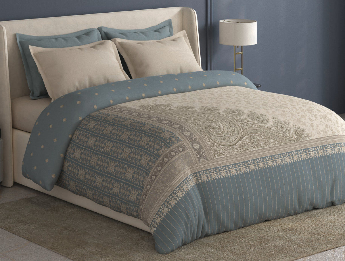 Spaces Meraki Cream Floral 100% Cotton 300 TC Double Quilt - 88 x 106 Inches