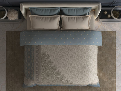 Spaces Meraki Cream Floral 100% Cotton 300 TC Double Quilt - 88 x 106 Inches