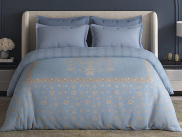 Spaces Meraki Light Blue Floral 100% Cotton 300 TC Double Quilt - 88 x 106 Inches