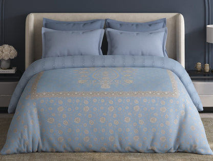 Spaces Meraki Light Blue Floral 100% Cotton 300 TC Double Quilt - 88 x 106 Inches