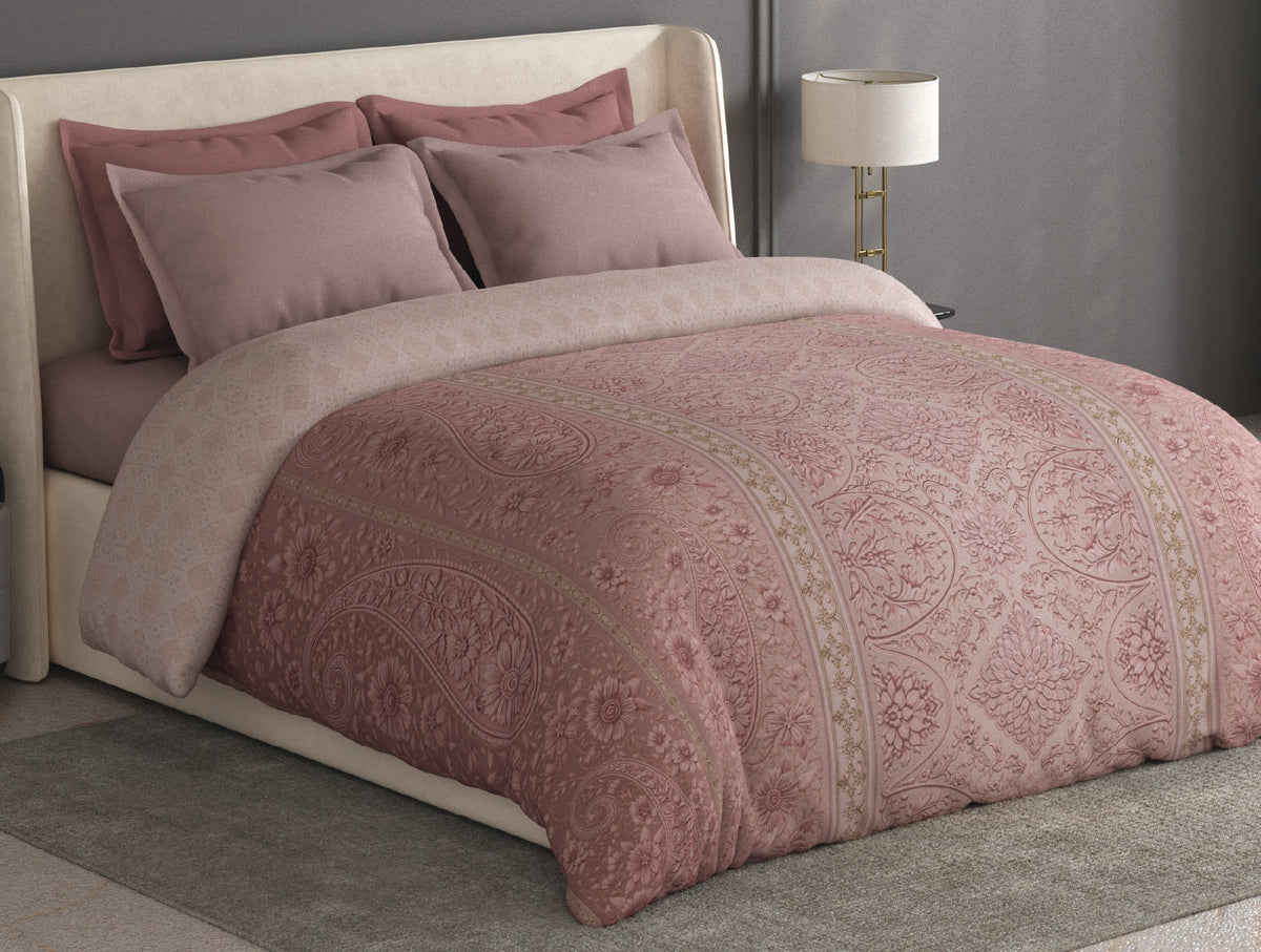 Spaces Meraki Blush Floral 100% Cotton 300 TC Double Quilt - 88 x 106 Inches