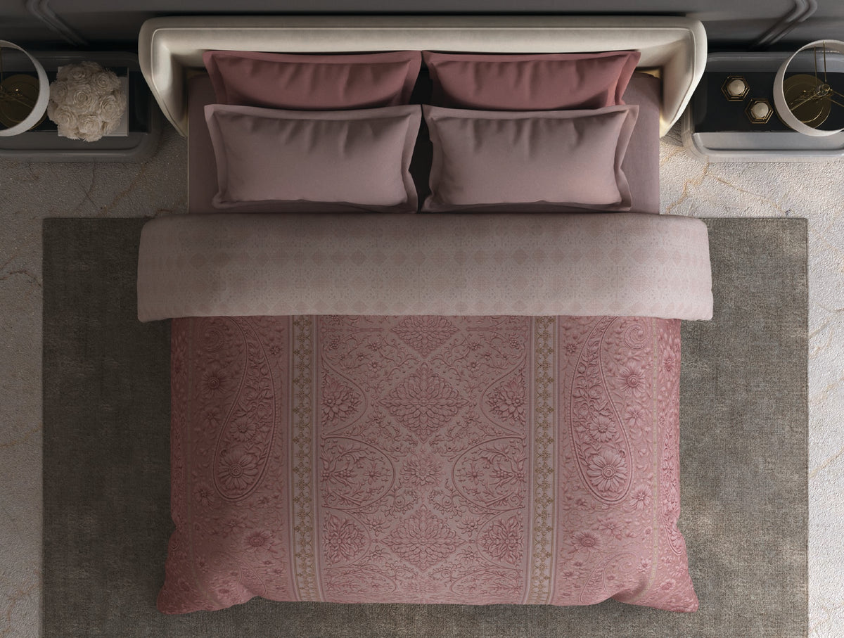Spaces Meraki Blush Floral 100% Cotton 300 TC Double Quilt - 88 x 106 Inches