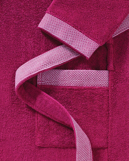 Spaces Hygro Cotton 400 GSM Sangria Solid Dobby Medium Bath Robe