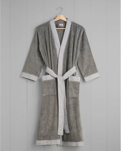Spaces Hygro Cotton 400 GSM Stone Solid Dobby Medium Bath Robe