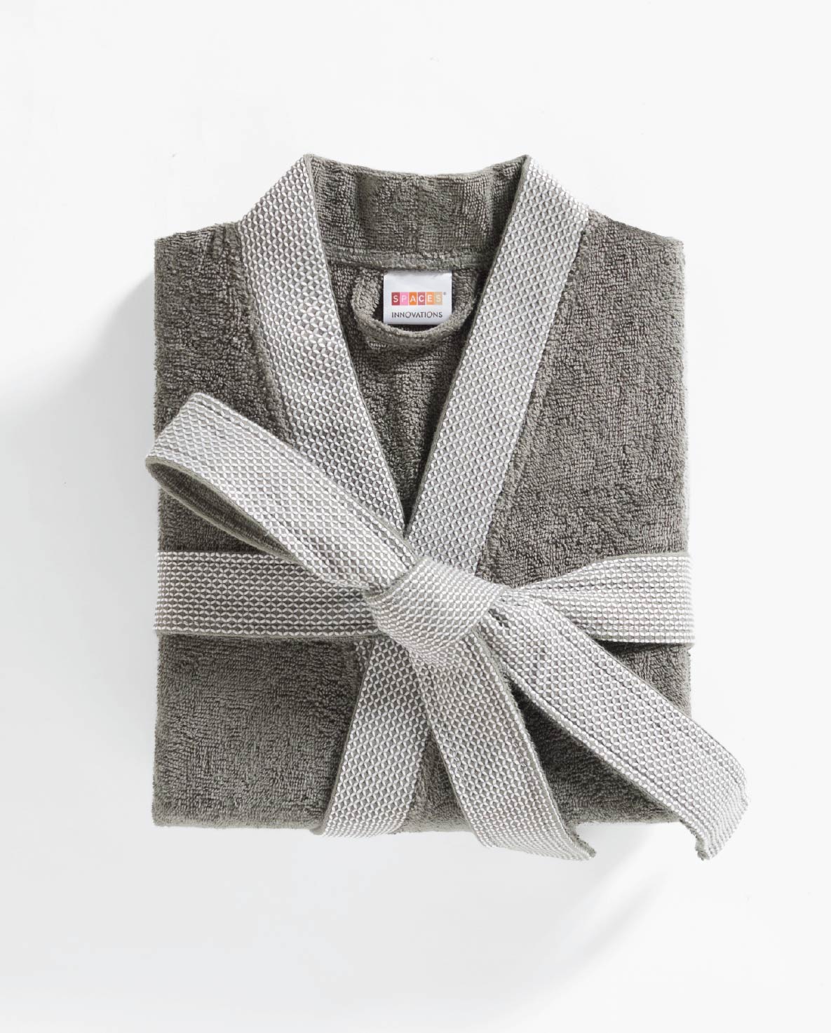 Spaces Hygro Cotton 400 GSM Stone Solid Dobby Medium Bath Robe