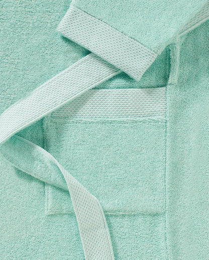 Spaces Hygro Cotton 400 GSM Aqua Green Solid Dobby Large Bath Robe
