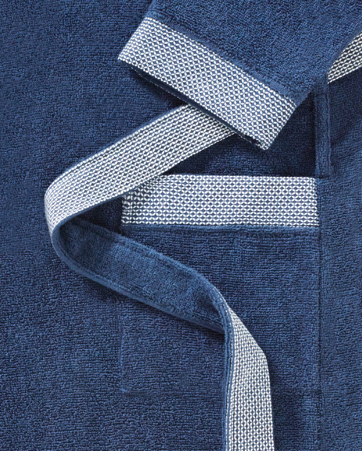 Spaces Hygro Cotton 400 GSM Midnight Blue Solid Dobby Large Bath Robe