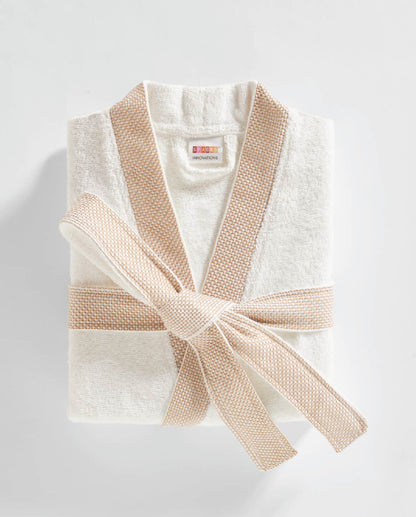 Spaces Hygro Cotton 400 GSM White Solid Dobby Large Bath Robe