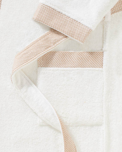 Spaces Hygro Cotton 400 GSM White Solid Dobby X-Large Bath Robe