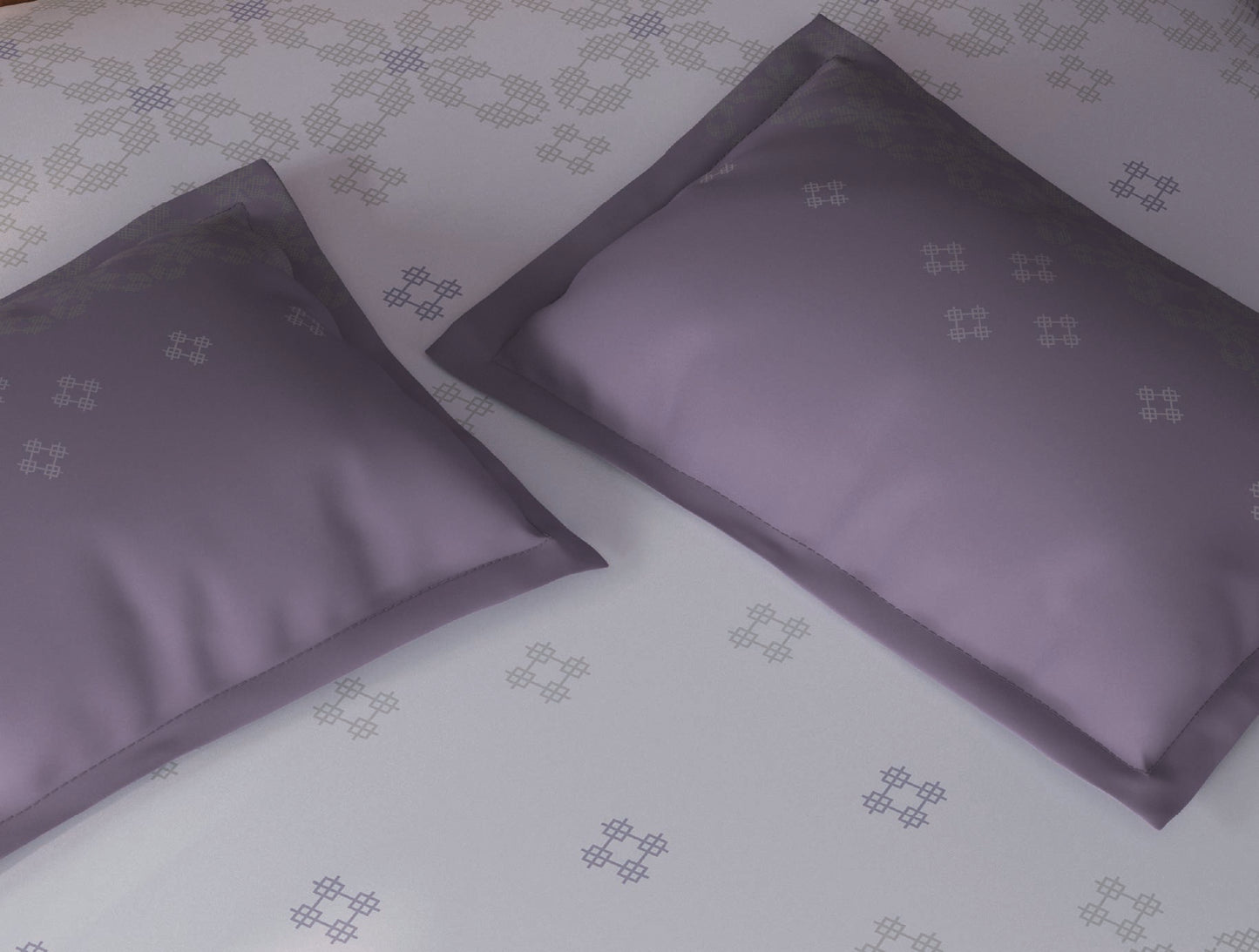 Spaces Tvara Light Violet Ornate 100% Cotton Large Bedsheet with 2 Pillow Covers - 108 x 108 Inches