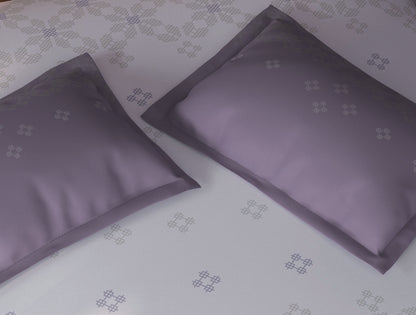 Spaces Tvara Light Violet Ornate 100% Cotton Large Bedsheet with 2 Pillow Covers - 108 x 108 Inches