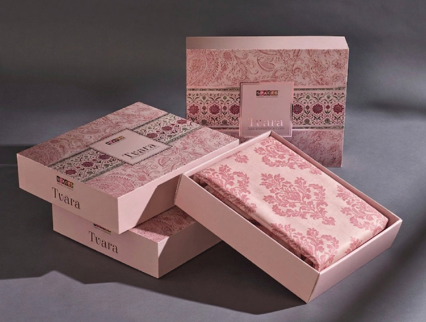 Spaces Tvara Blush Floral 100% Cotton Large Bedsheet with 2 Pillow Covers - 108 x 108 Inches