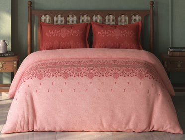 Spaces Tvara Blush Floral 100% Cotton Large Bedsheet with 2 Pillow Covers - 108 x 108 Inches