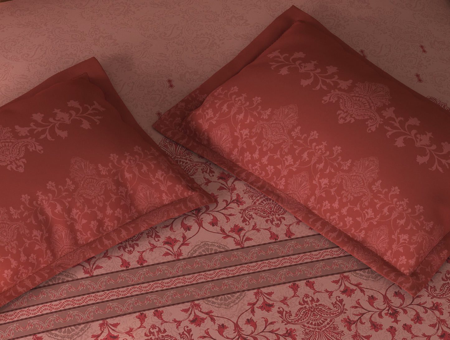 Spaces Tvara Blush Floral 100% Cotton Large Bedsheet with 2 Pillow Covers - 108 x 108 Inches