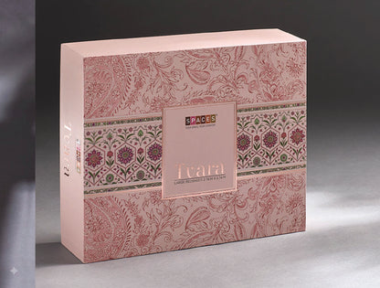 Spaces Tvara Light Blush Floral 100% Cotton Large Bedsheet with 2 Pillow Covers - 108 x 108 Inches