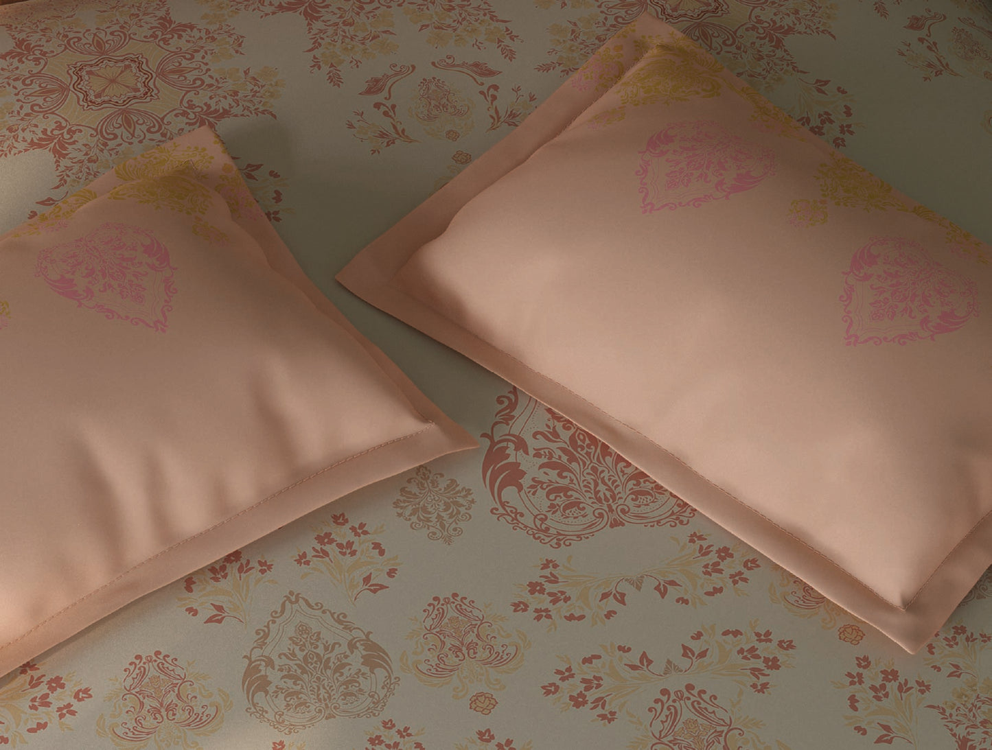 Spaces Tvara Light Blush Floral 100% Cotton Large Bedsheet with 2 Pillow Covers - 108 x 108 Inches