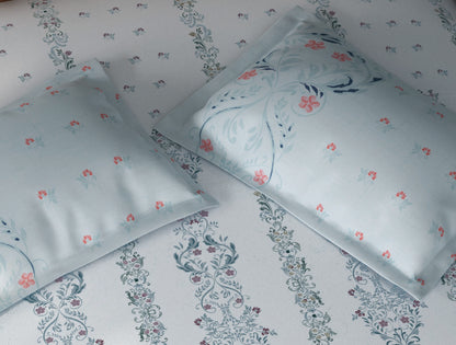 Spaces Tvara White Floral 100% Cotton Large Bedsheet with 2 Pillow Covers - 108 x 108 Inches