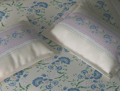 Spaces Aurum Cream Floral PolyCotton Double Bedsheet with 2 Pillow Covers - 88 x 100 Inches