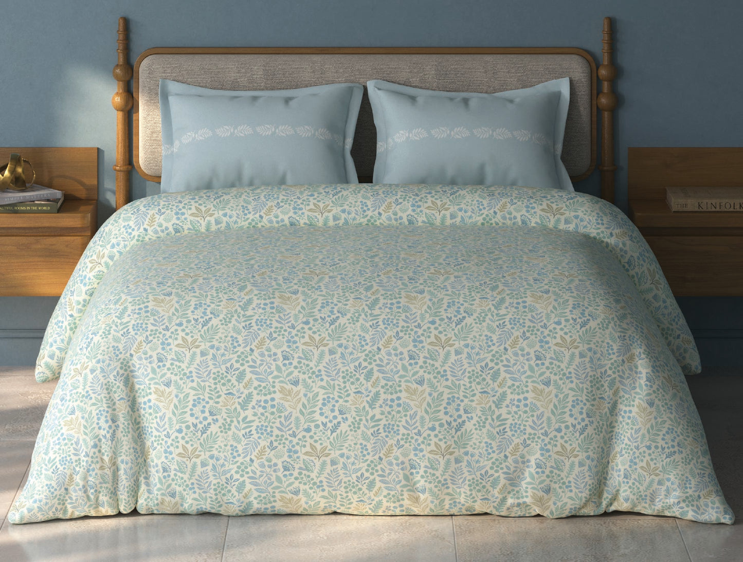 Spaces Aurum Cream Floral PolyCotton Double Bedsheet with 2 Pillow Covers - 88 x 100 Inches