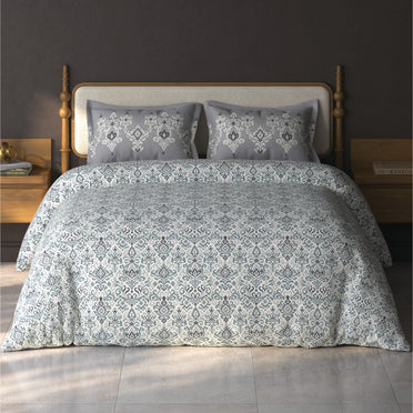 Spaces Aurum Cream Ornate PolyCotton Double Bedsheet with 2 Pillow Covers - 88 x 100 Inches