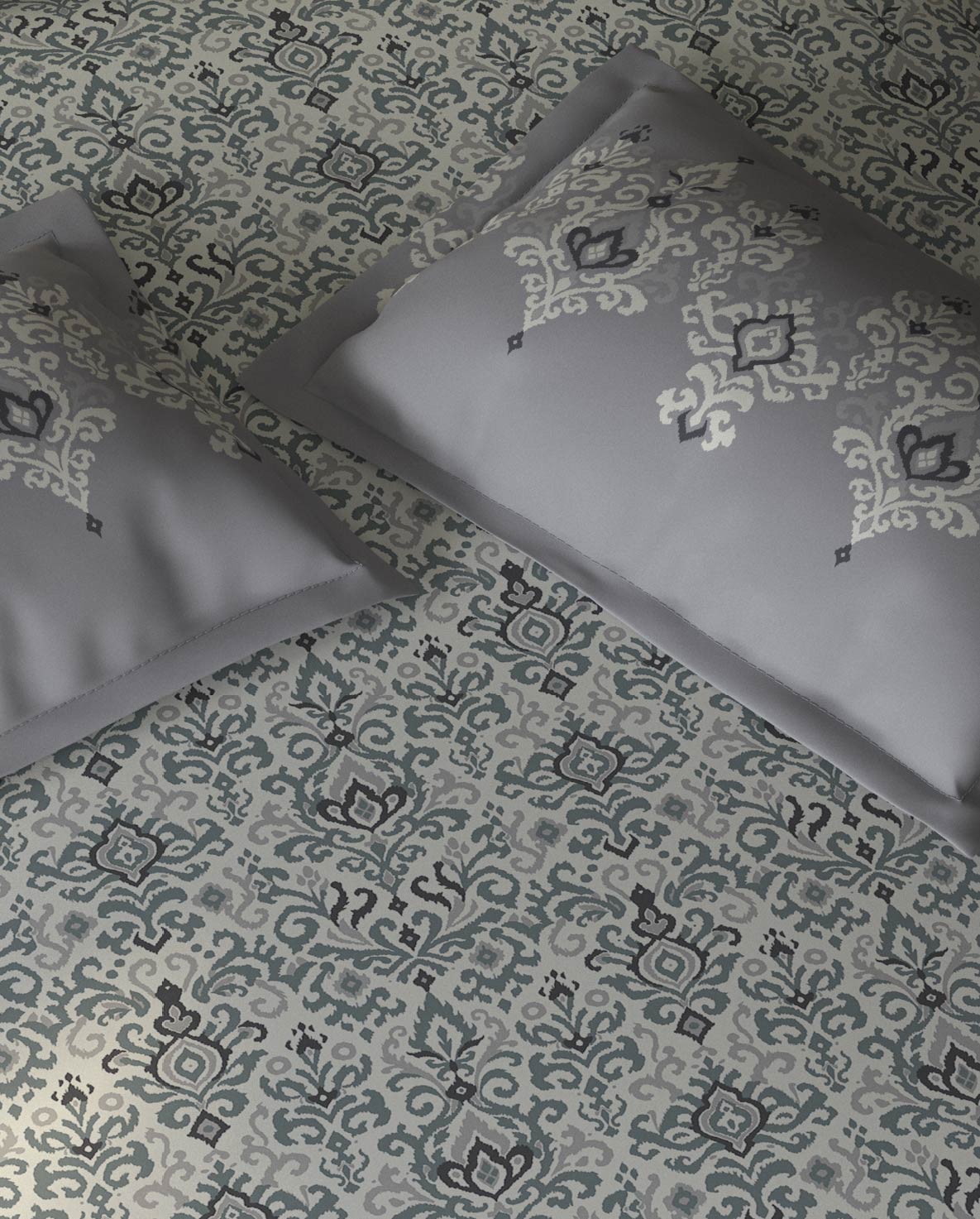 Spaces Aurum Cream Ornate PolyCotton Double Bedsheet with 2 Pillow Covers - 88 x 100 Inches