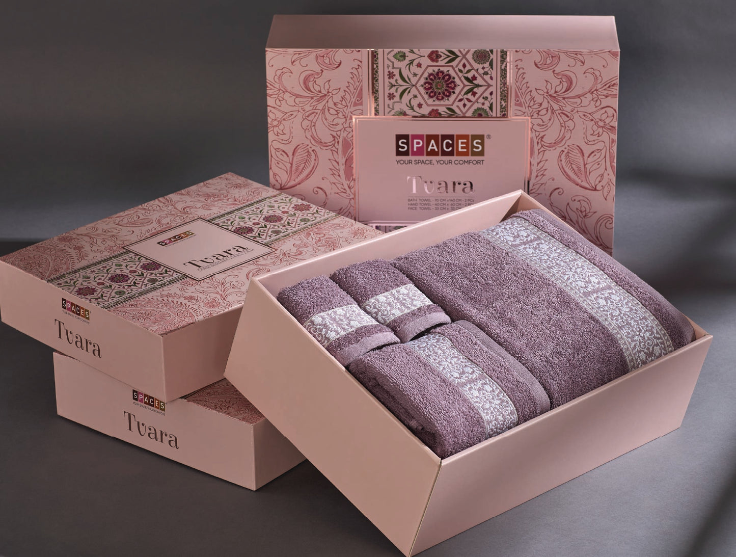 Spaces Tvara Grape Shake Solid 100% Cotton 400 GSM Towel Combo - 28 x 55 Cm