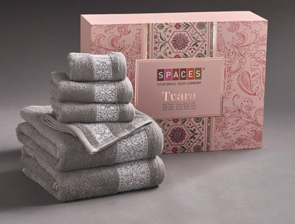 Spaces Tvara Grey Flannel Solid 100% Cotton 400 GSM Towel Combo - 28 x 55 Cm