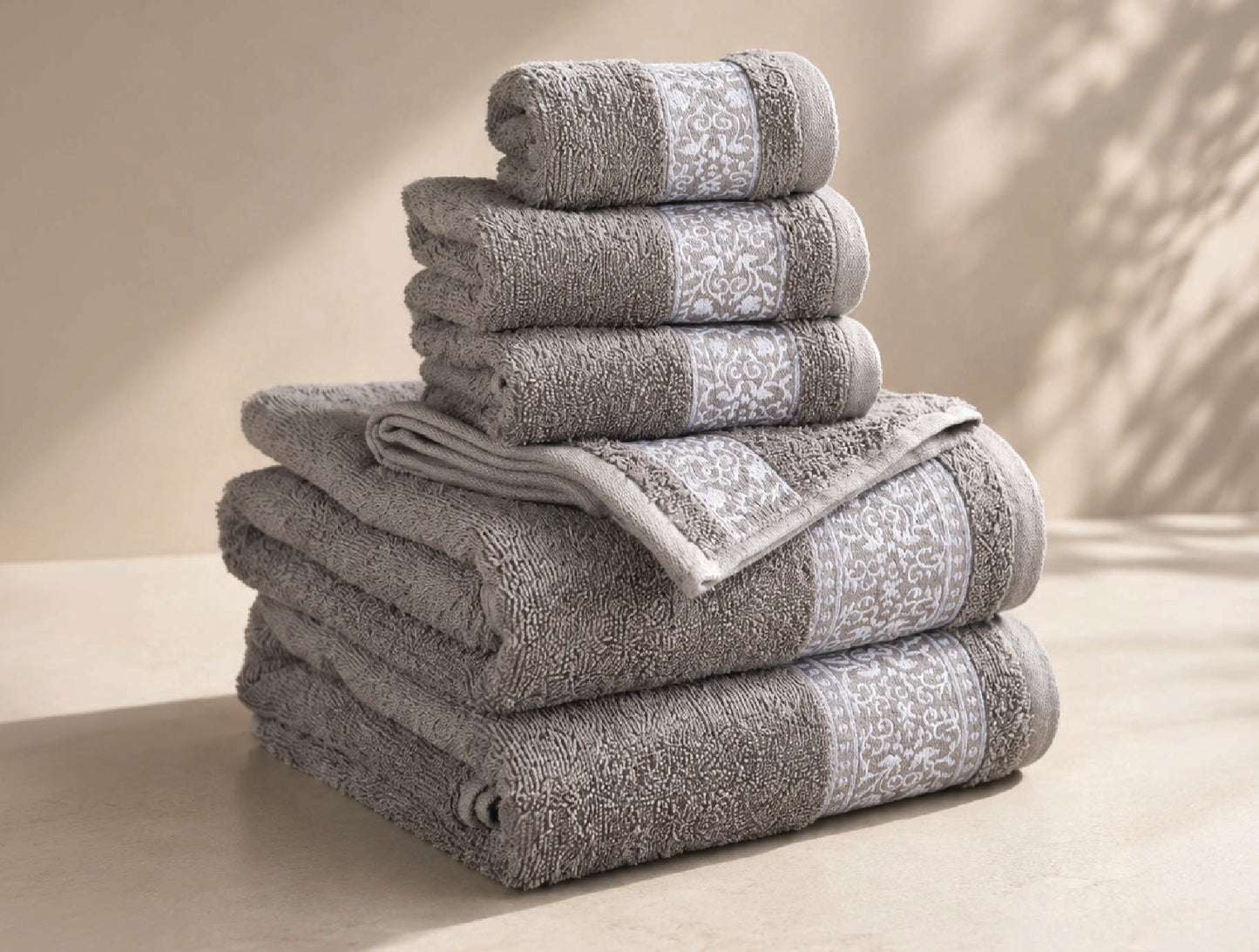 Spaces Tvara Grey Flannel Solid 100% Cotton 400 GSM Towel Combo - 28 x 55 Cm